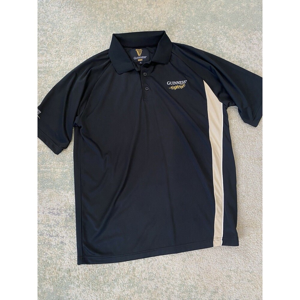 Guinness Beer Men's L Polo Shirt Sport Black Short Sleeve